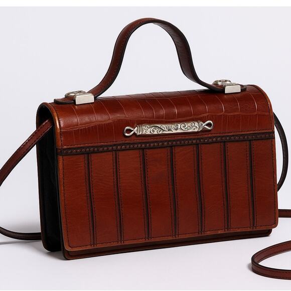 Brighton Croc Embossed Leather Accordion Bag - Picture 6 of 9